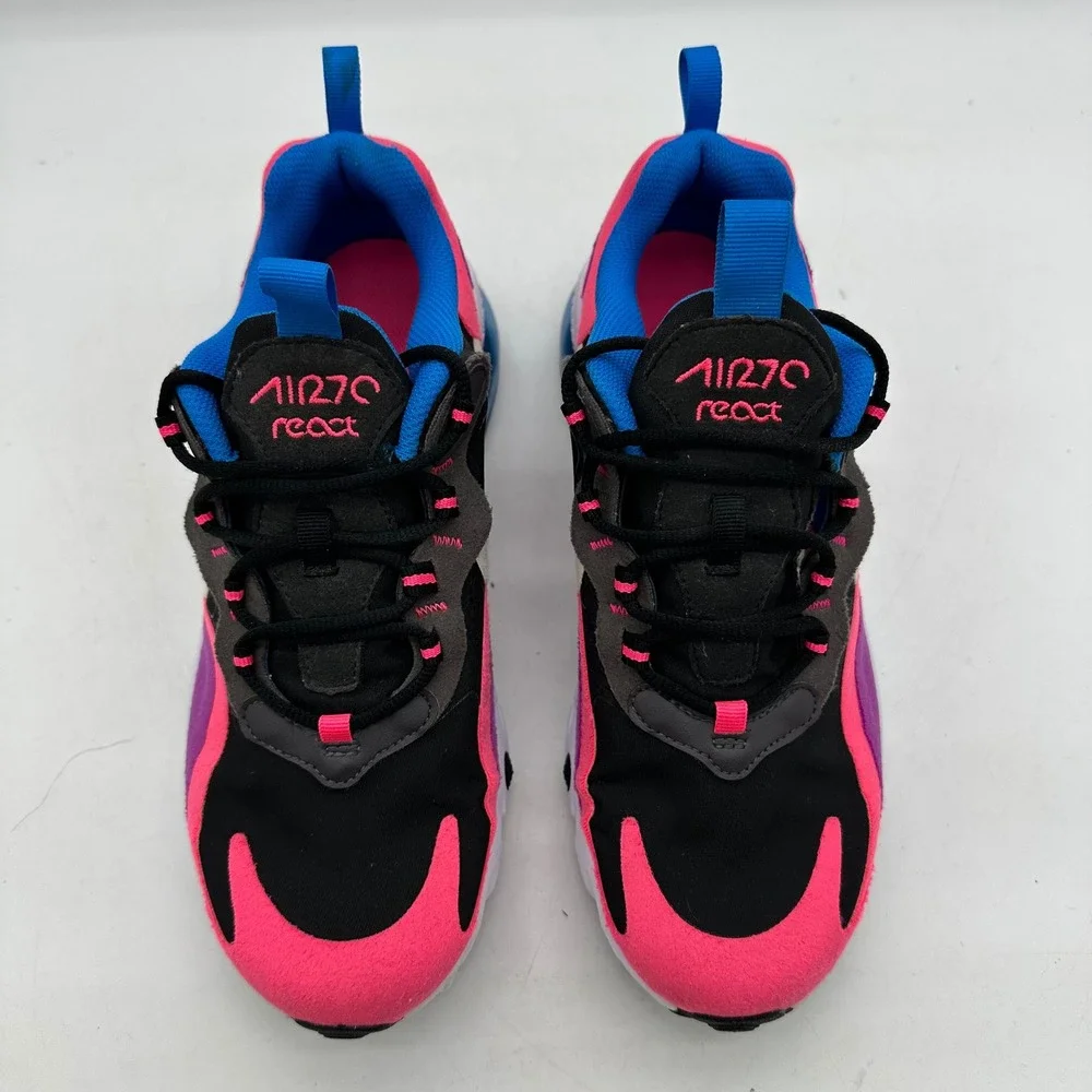 Nike Air Max 270 React BQ0101-001 Kids Size 6Y Black Pink Blue Youth Sneakers